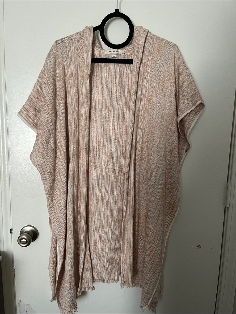 Francesca's Collections Blush Knit Hooded Open-Front Tunic